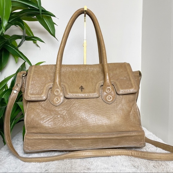 Cole Haan "Deconstructed Brooke" lambskin leather satchel in tan - Picture 1 of 14